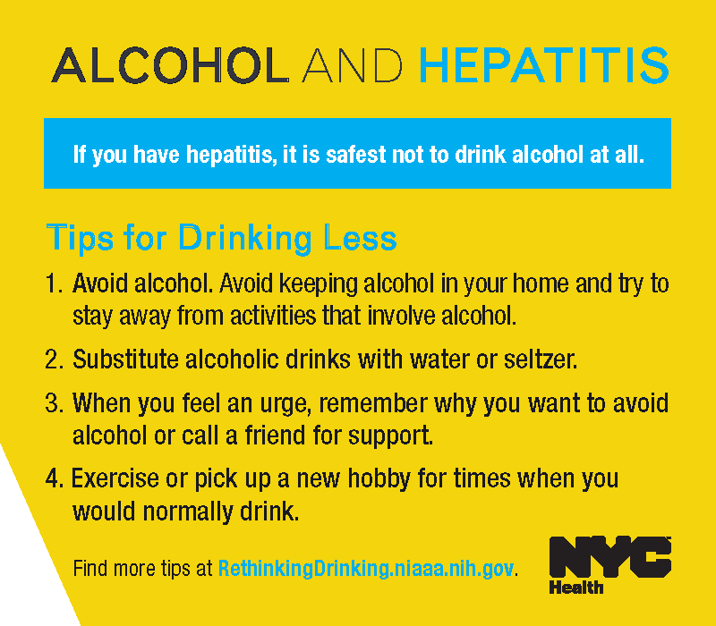 hepfreenyc's tweet photo. A2 Reduce/stop drinking alcohol. Any amount of alcohol is dangerous for people living with Hep C. But you can still #GetCured! #HepFreeNYC https://t.co/EWDtm2zv0Z