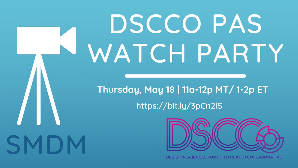 Join @DSCCollab on Thursday, May 17th at 1pm ET for a #PAS2023 watch party featuring two live presentations regarding pediatric medical decision making by Carrie Torr, MD, MBE @UofUHealth and @AlyssaCohenMD @NUFSMPediatrics

Register here: bit.ly/3pCn2lS
#MDMTwitter