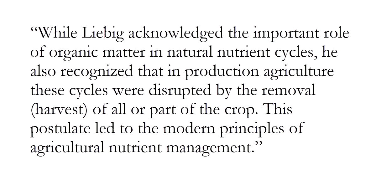 What Liebig recognized in 1862, agroecology still has a problem acknowledging today: 
sciencedirect.com/science/articl…