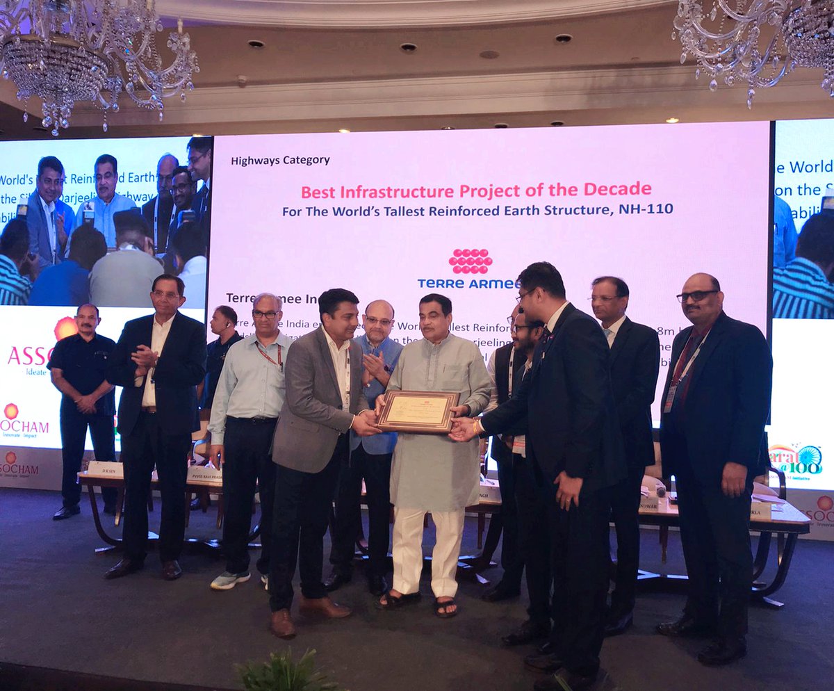 GeoquestIndia's tweet image. Laurel upon laurel for our Tindharia project!

Terre Armée India won the “Best Infrastructure Project of the Decade” award from #ASSOCHAM for our record-breaking Reinforced Earth® Wall at Tindharia. In case you haven’t heard about it yet, read more here bit.ly/3qq6B9F