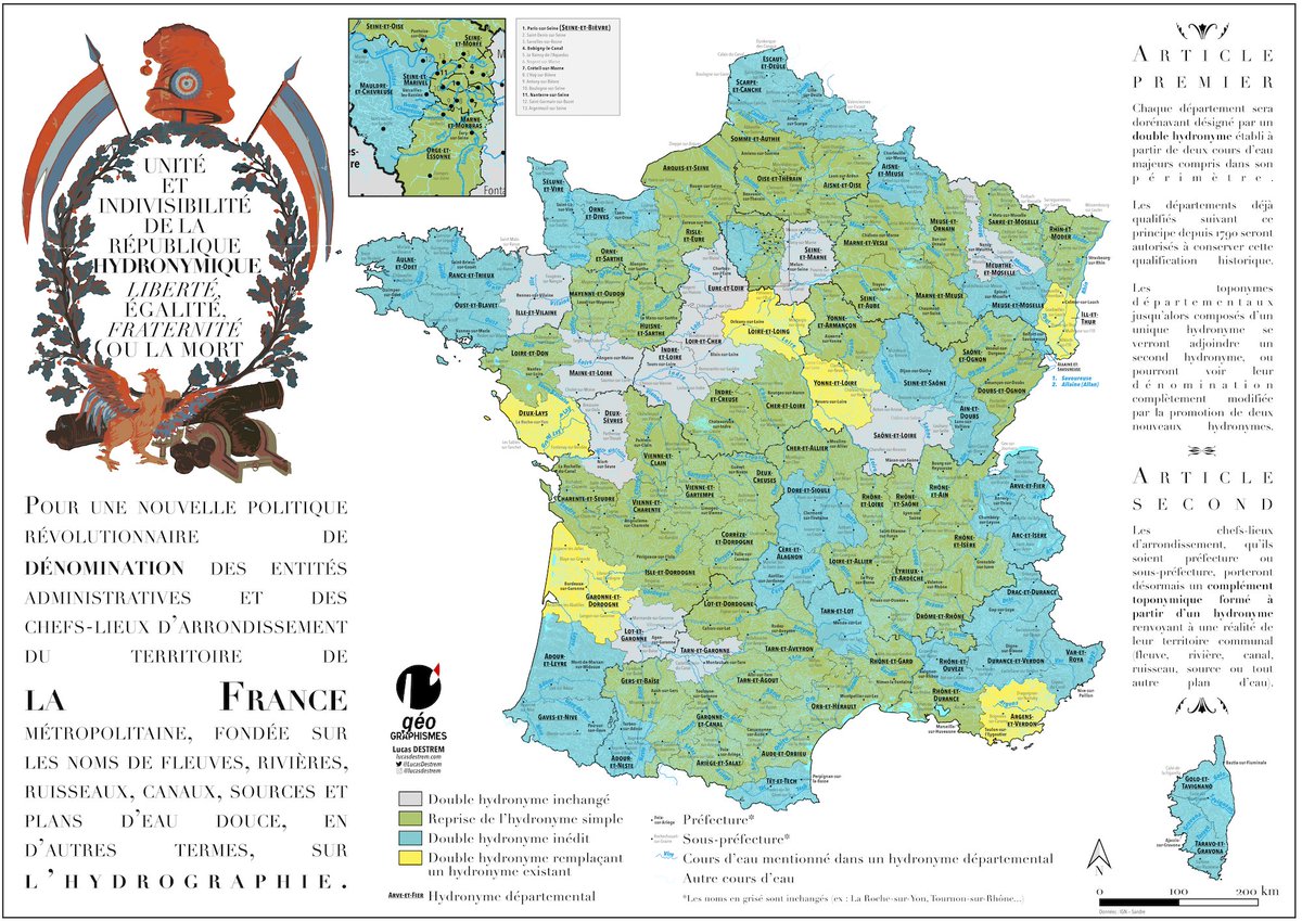 LucasDestrem's tweet photo. 🗺️💧✊🇫🇷 Projet révolutionnaire : renommer les départements français en appliquant systématiquement la logique du DOUBLE HYDRONYME ? Et voilà les Deux-Lays, l'Argens-et-Verdon ou l'Allaine-et-Savoureuse... Carte présentée au @Printemps_carte. Qu'en dites-vous ? 😉 https://t.co/KWNq10Mo2b