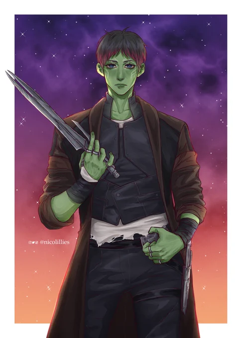 GOTG AU Hinata as Starlord/Peter and Kageyama as Gamora  #Haikyuu #haikyuufanart #marvel #kagehina #ハイキュー
