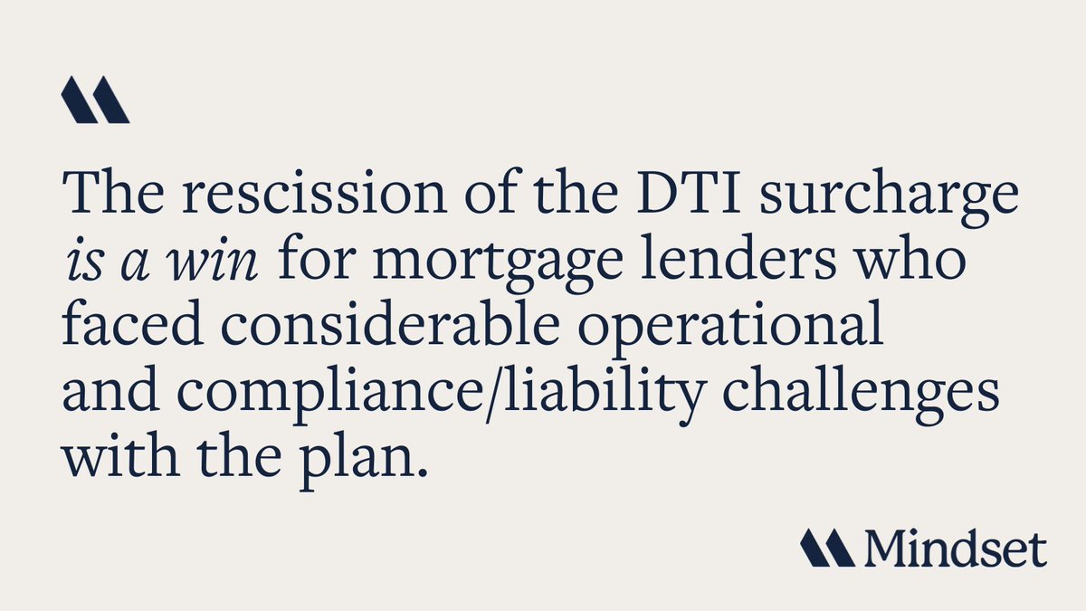 Ahead of today’s House Financial Services Committee hearing we are sharing insights on updates to Fannie Mae and Freddie Mac’s single-family pricing framework and a recent decision to retreat from surcharges on mortgages with higher debt-to-income ratios. 
mindsetdc.com/fhfa-retreats-…