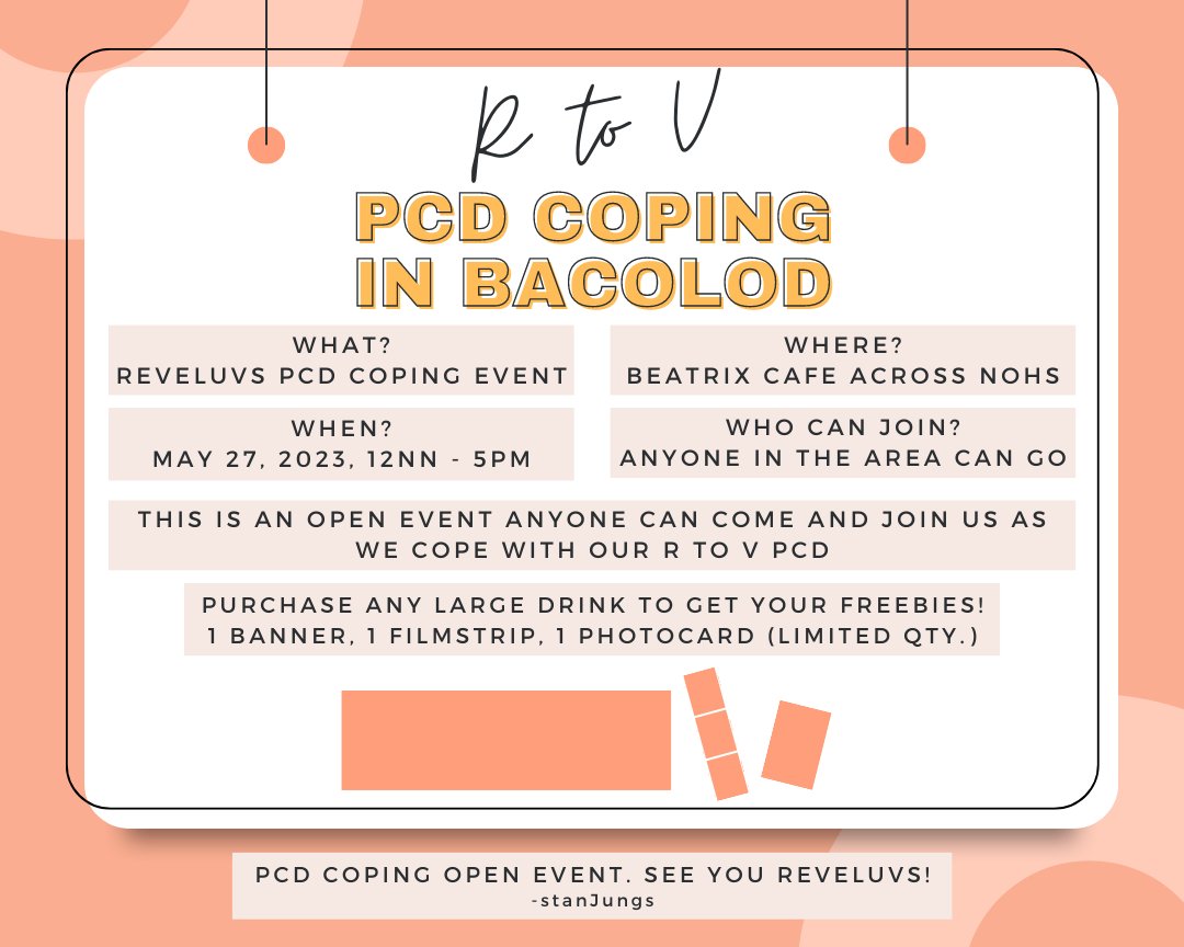 stanJungs's tweet photo. Hello Luvies in Bacolod/Negros!

Since we're all missing the girls and still high on R to V in MNL experience, let's hang out together as we cope with PCD🥺

Grab a drink, watch fancams, mingle with co-luvies

Open event
May 27, 12nn - 5pm
Beatrix Cafe

More details on the pic https://t.co/BShuyUN6tc