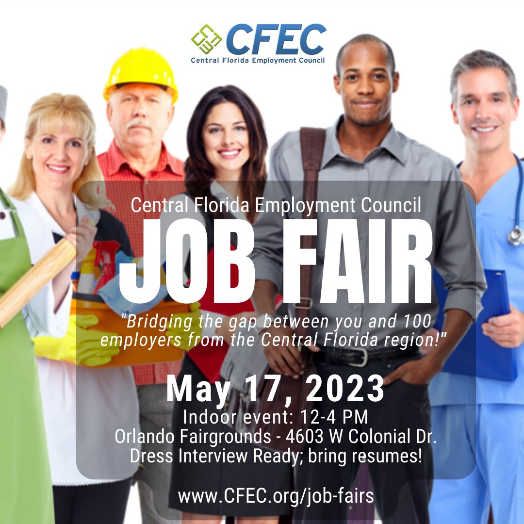CFECorg's tweet photo. Job Fairs Happening now; Job Fair in Orlando going on now until 4pm today with 100 employers from around the Central Florida region offering thousands of jobs! Something for everyone. Join Us! https://t.co/susxiB2WiS #CFEC #hiring #jobfair @Christian_HELP #cityoforlando https://t.co/Ekk8bPqGVg