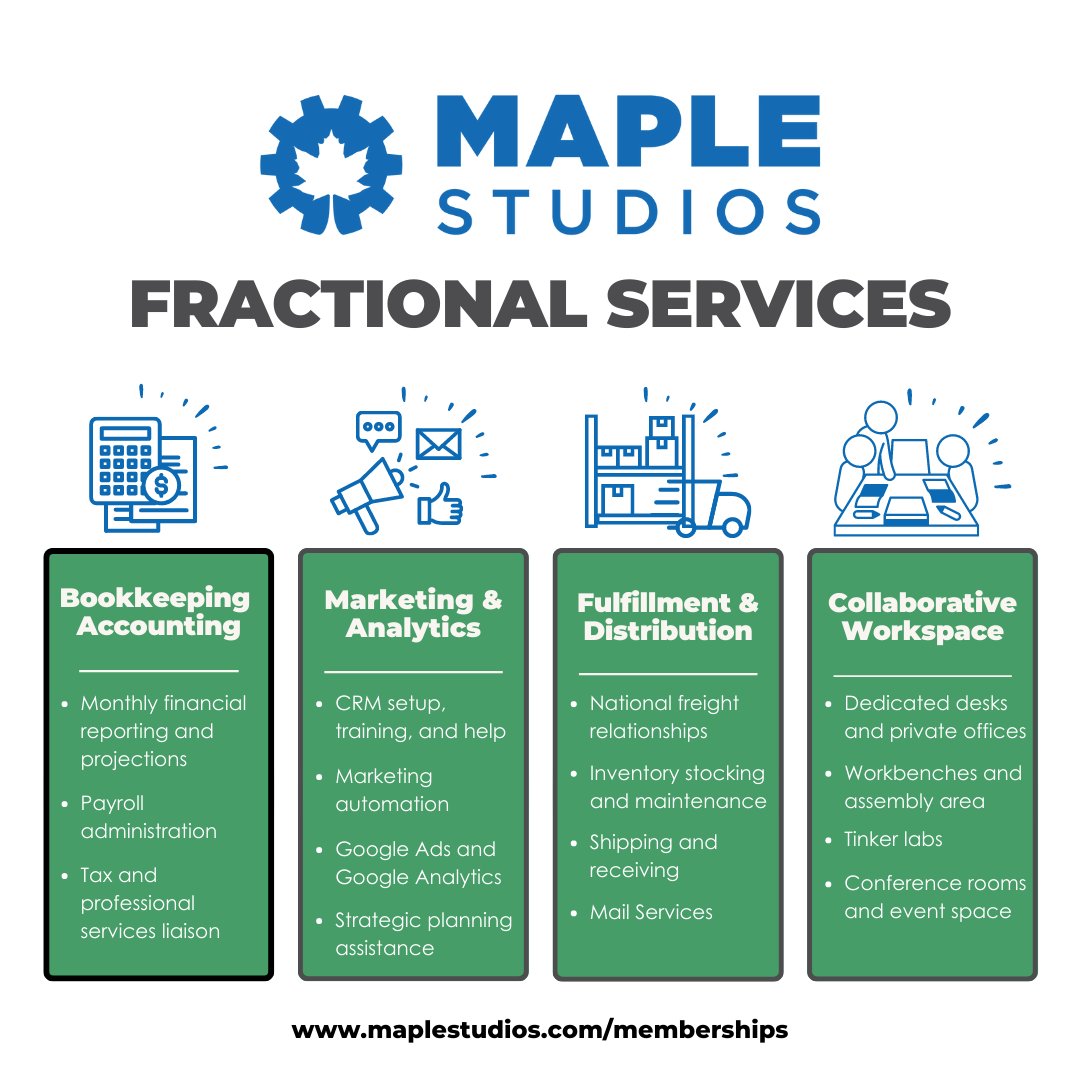 MapleStudiosDSM's tweet image. We provide more than just work space -- we have an a la carte menu of fractional services for entrepreneurs! 

Choose one, a few, or all! 

Read more about the team providing the services and offerings at maplestudios.com/about