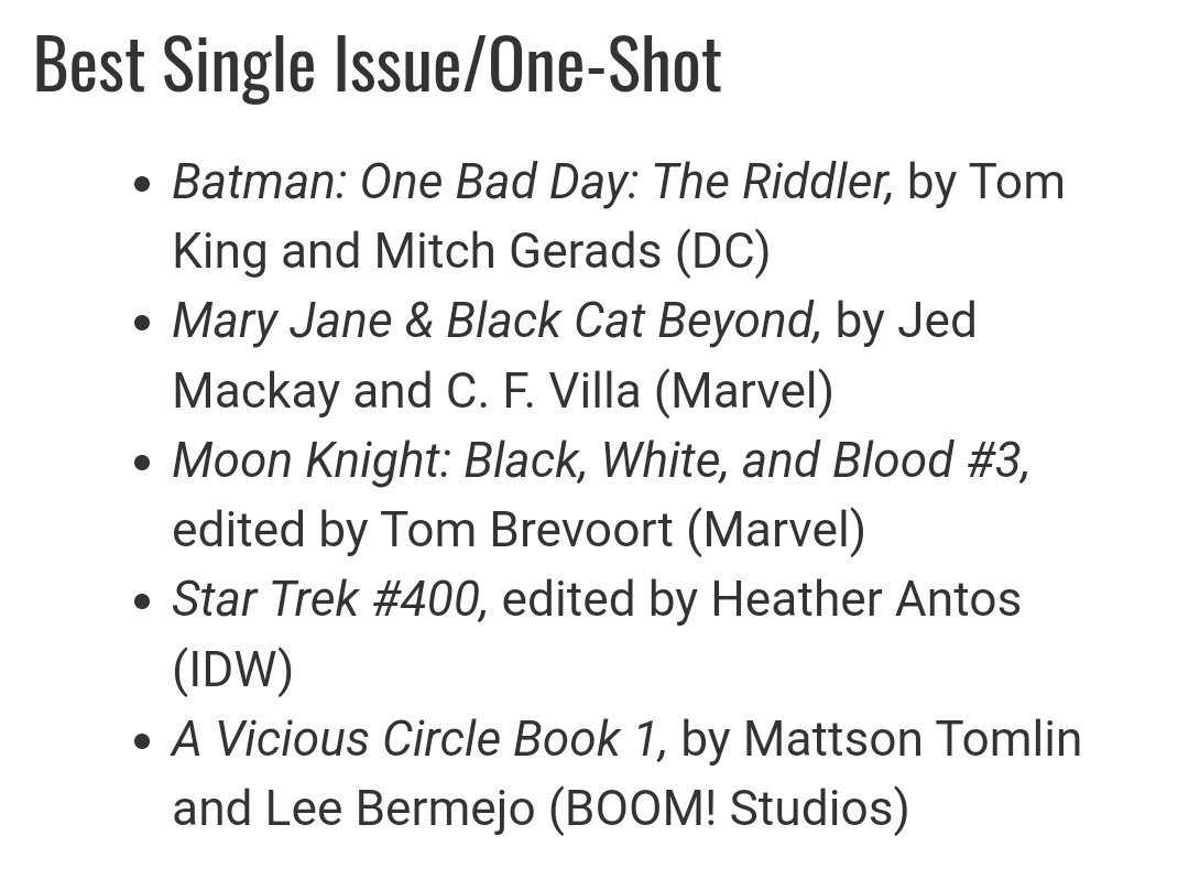 Jim Zub 🎲 (@jimzub) on Twitter photo MOON KNIGHT: BLACK, WHITE, AND BLOOD #3 nominated for the Eisner Award for 'Best Single Issue'!
Proud to have a story in this issue illustrated by the amazing <a href="/DjibrilMP/">Djibril M-P</a>!
comic-con.org/awards/eisner-…
Thank you, <a href="/TomBrevoort/">Tom Brevoort</a> <a href="/annalisebissa/">Annalise Bissa</a> <a href="/CBCebulski/">C.B. Cebulski</a> <a href="/Marvel/">Marvel Entertainment</a> MOON KNIGHT: BLACK, WHITE, AND BLOOD #3 nominated for the Eisner Award for 'Best Single Issue'!
Proud to have a story in this issue illustrated by the amazing <a href="/DjibrilMP/">Djibril M-P</a>!
comic-con.org/awards/eisner-…
Thank you, <a href="/TomBrevoort/">Tom Brevoort</a> <a href="/annalisebissa/">Annalise Bissa</a> <a href="/CBCebulski/">C.B. Cebulski</a> <a href="/Marvel/">Marvel Entertainment</a>