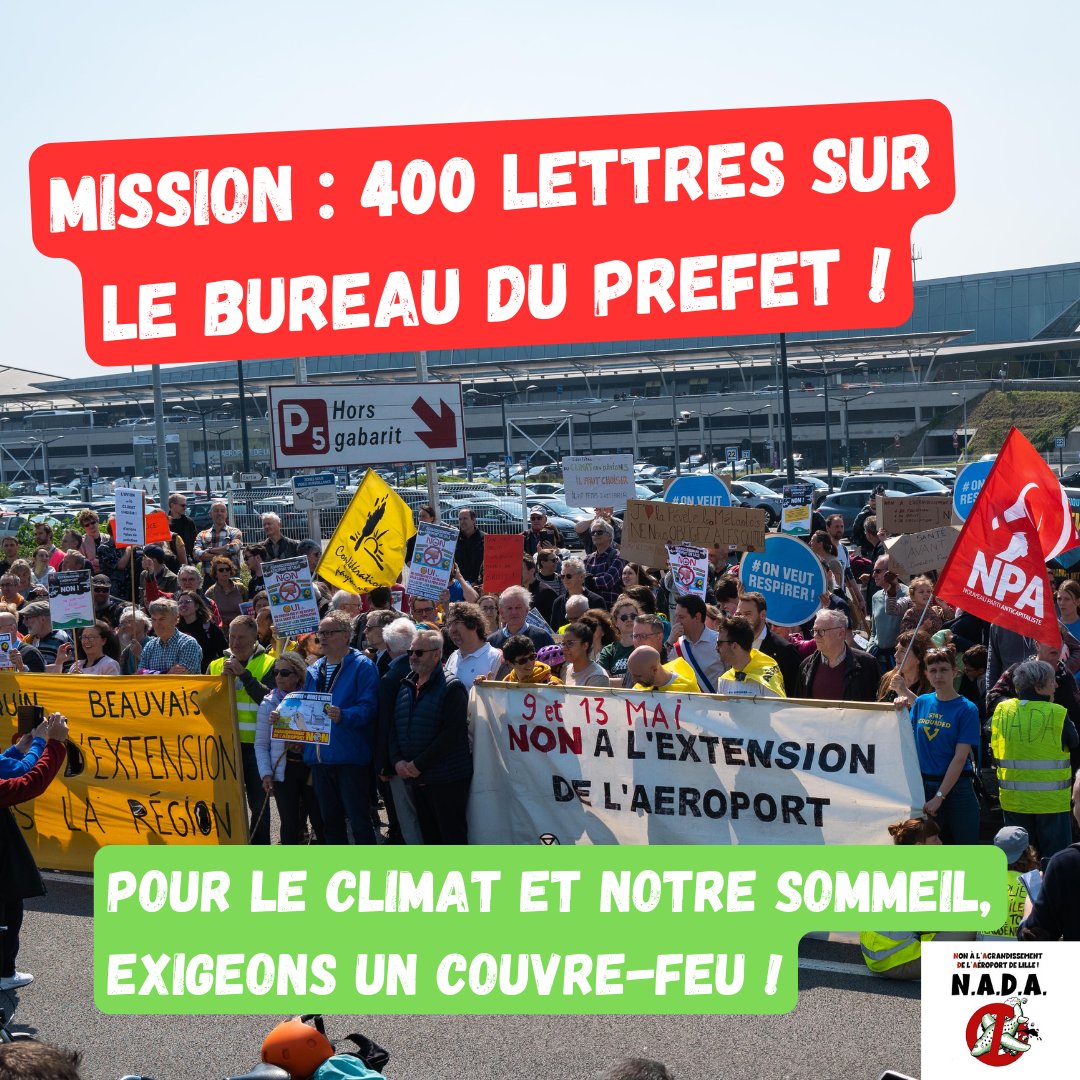 NADALille's tweet photo. 📣 Nous étions 400 à manifester samedi : mettons 400 lettres sur le bureau du préfet ‼️ ✉️ ✉️ ✉️

✉️ Nous avons rédigé un courrier au Préfet demandant l’instauration immédiate du couvre-feu, envoyons-lui autant de fois que nécessaire !

Pour participer 👉 https://t.co/jY8wUEMAjL https://t.co/AEhl8SbYFb