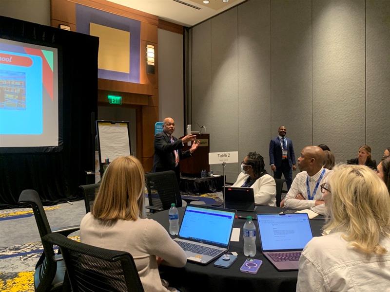 PoeCommunicate's tweet image. So here I am working the #SREBCoaching4Change conference at Georgia Tech Hotel &amp;amp; Conference Center and I find my own Atlanta neighborhood's @apsyoungms principal @RonGarlington and 2 top @apsupdate staff leading a fabulous session.  So proud of #SWATS @srebeducation @DrBennett6