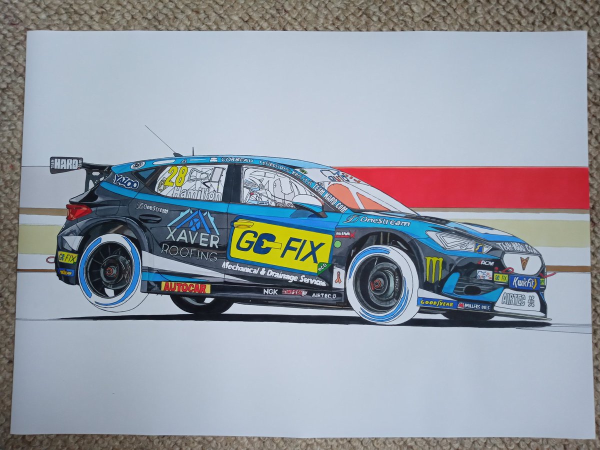 Really coming together now! Keep watching this space! 👀 #BTCC #TeamHard #NicHamilton #CupraLeon #Touringcar #Motorsport #Autosport #Art #Drawing