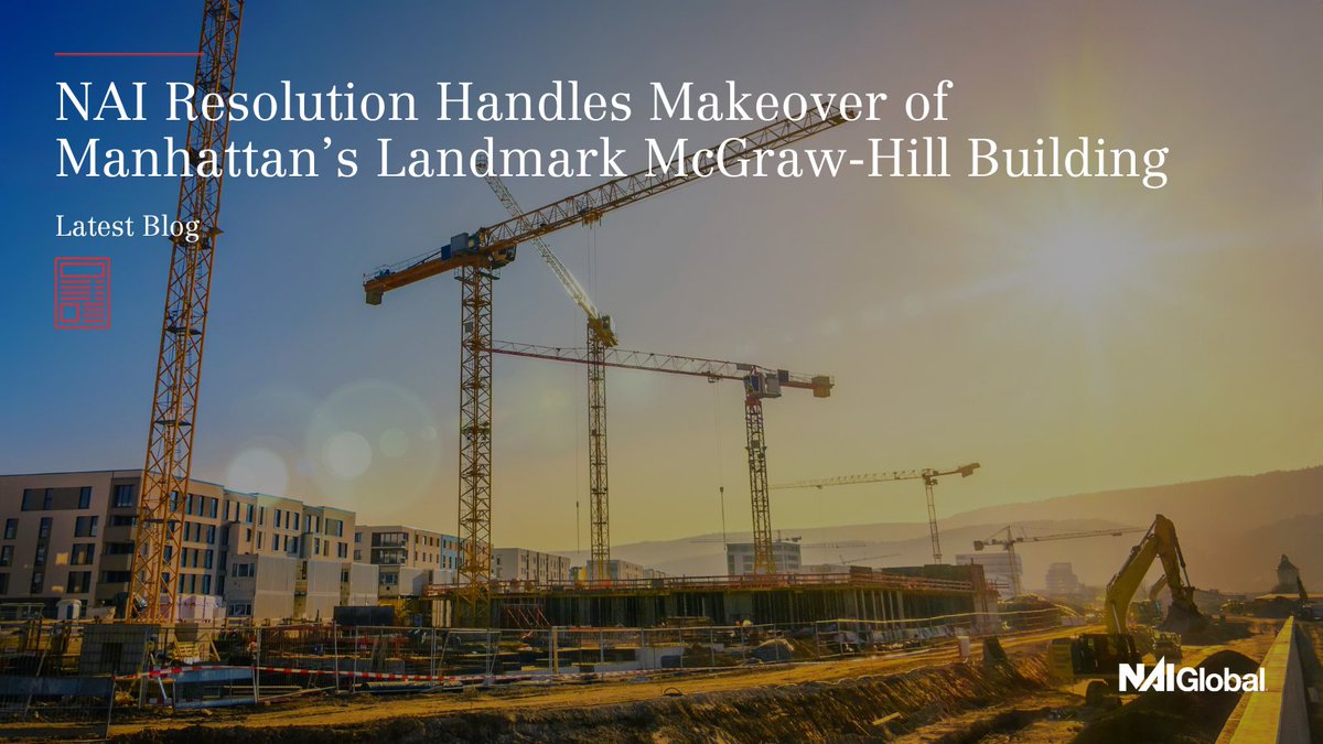 NAIGlobal's tweet photo. NAI Resolution is transforming the iconic McGraw-Hill building with a $100 million makeover into high-end office and luxury residential space 🏢.

Read our blog to find out more: https://t.co/KjlxIwO2El

#CRE #CRENews #CREBlog #Brokers #Office https://t.co/M1LoO1tQF7
