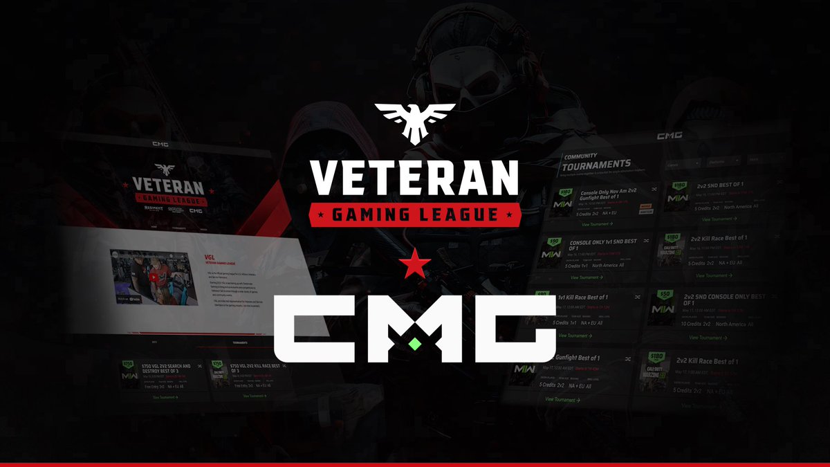 Veteran Gaming League (VGL) (@veteranleague) on Twitter photo VGL x <a href="/CMG_Esports/">CMG</a> 🇺🇸
We have partnered with CMG as our Official Tournament Platform.
The VGL website is LIVE with (2) $750 Tournaments.
✅ Sign up below. VGL x <a href="/CMG_Esports/">CMG</a> 🇺🇸
We have partnered with CMG as our Official Tournament Platform.
The VGL website is LIVE with (2) $750 Tournaments.
✅ Sign up below.
