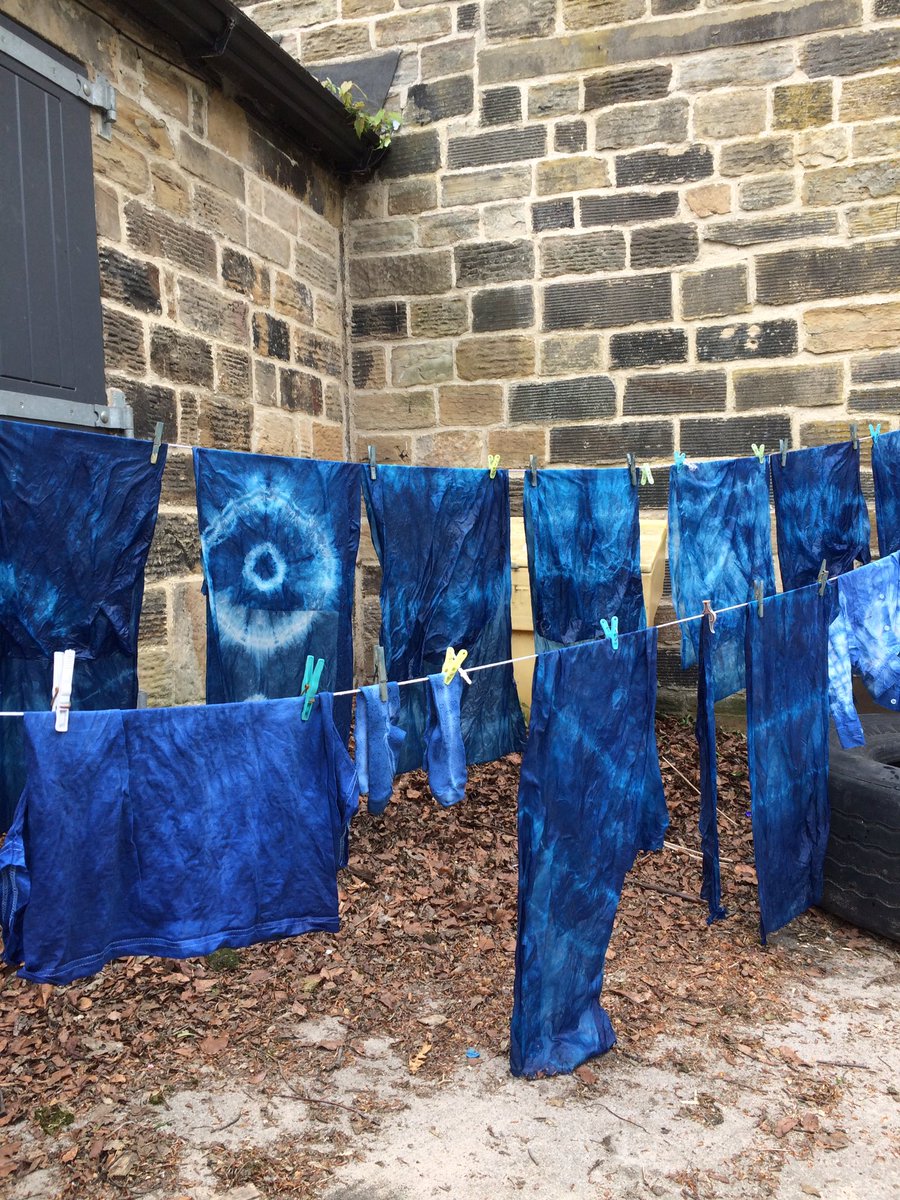 Some of the scarves and clothes dyed today at Crow Nest Park Adventure Playground with #growingcolourtogether for @woveninkirklees. It was our last session at the park before our textile installation on the June 17, for more information visit: 
woveninkirklees.co.uk/event/roving-l…
