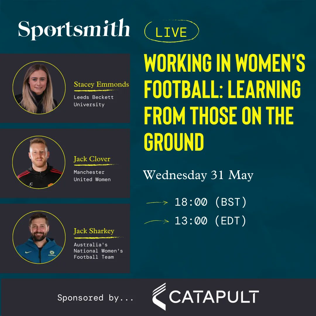 Its just under two weeks until we go live with our latest roundtable.

<a href="/S_Emmonds/">Stacey Emmonds PhD</a> <a href="/SharkeyStories/">Jack Sharkey</a> &amp; <a href="/jack_clover1/">Jack Clover</a> will join us to discuss

• Demands of women’s football
• Menstrual cycle tracking &amp; phase-based training 
• Injury prevention strategies 

sportsmith.co/live/working-i…