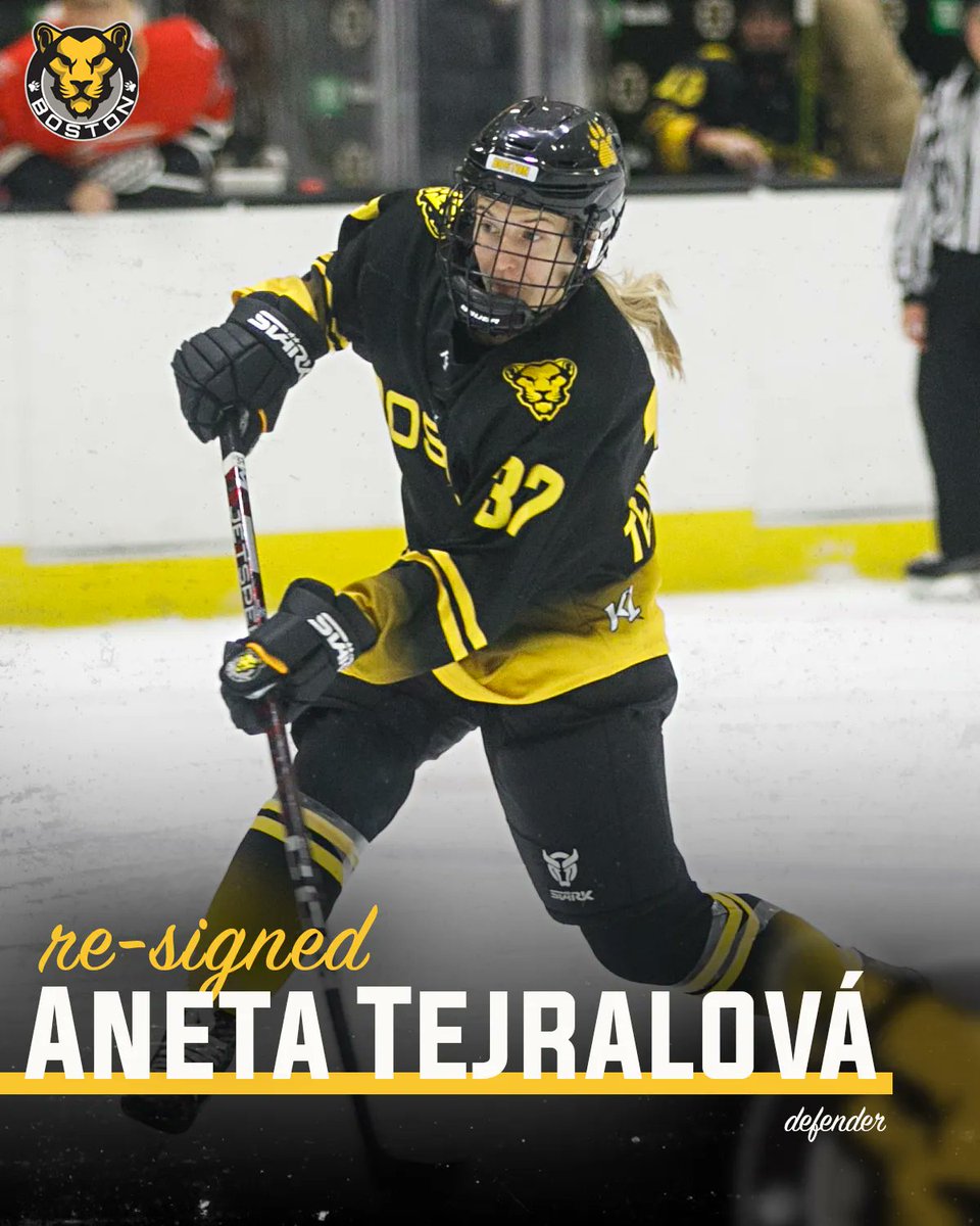 Boston Pride (@thebostonpride) on Twitter photo 🚨 SIGNING NEWS 🚨
Czech defender Aneta Tejralová (<a href="/ATejralova/">Aneta Tejralova</a>) re-signs for her second season with the Pride! She recorded 9 points in last season, and recently won her second World Championships bronze medal with Czechia!
#PridePHF | <a href="/PHF/">PHF</a>
Full story: pride.premierhockeyfederation.com/news/boston-pr… 🚨 SIGNING NEWS 🚨
Czech defender Aneta Tejralová (<a href="/ATejralova/">Aneta Tejralova</a>) re-signs for her second season with the Pride! She recorded 9 points in last season, and recently won her second World Championships bronze medal with Czechia!
#PridePHF | <a href="/PHF/">PHF</a>
Full story: pride.premierhockeyfederation.com/news/boston-pr…