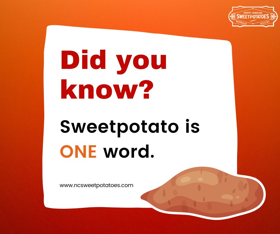 #Sweetpotato is #oneword! Help us tell the story and change hearts, but mostly minds and dictionary entries, by adopting the correct #spelling. 🍠

Sign our petition today!
change.org/p/help-us-corr…

#ncsweetpotatoes #sweetpotatoes
<a href="/MerriamWebster/">Merriam-Webster</a> <a href="/Dictionarycom/">Dictionary.com</a>  <a href="/APStylebook/">APStylebook</a>