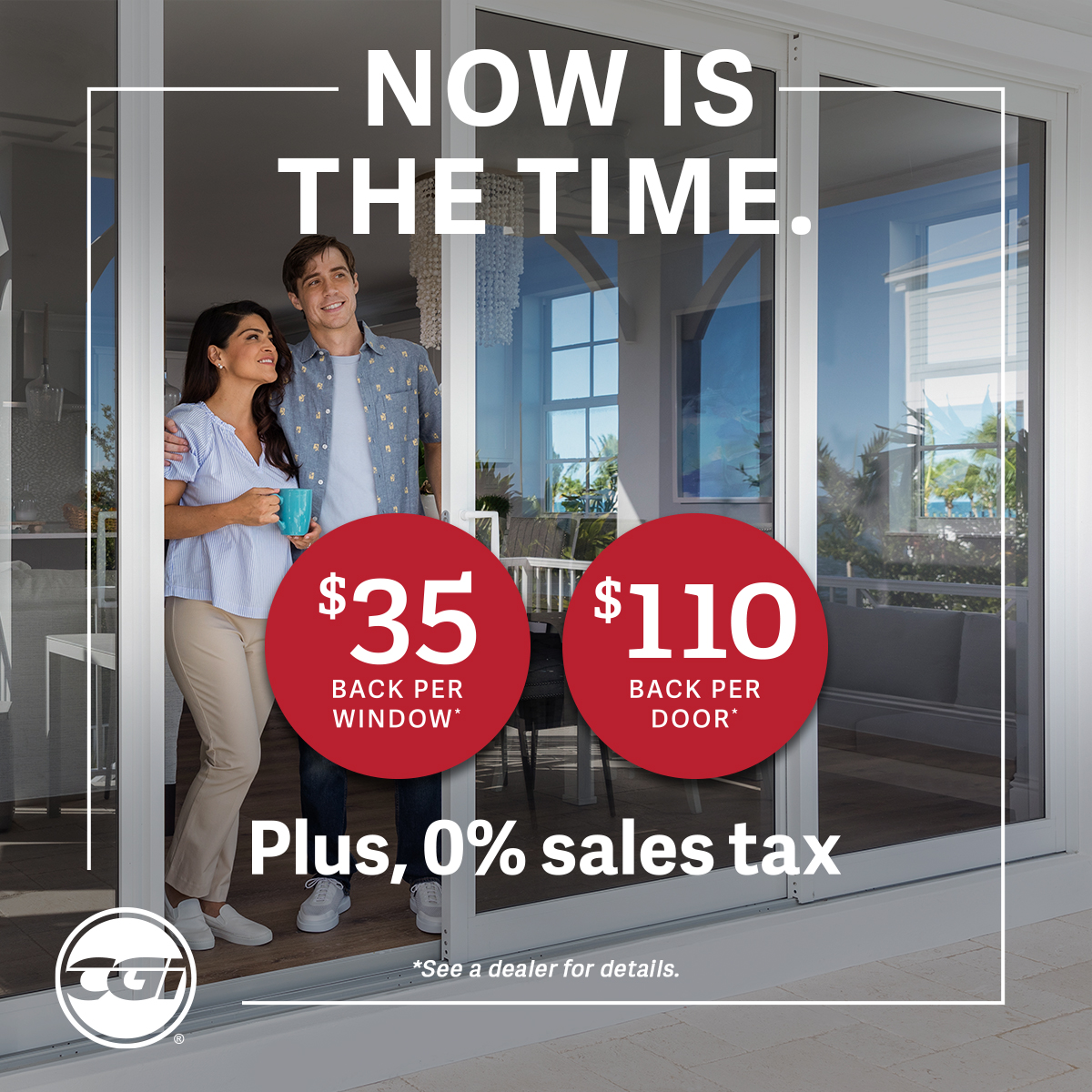 cgiwindows's tweet image. Now is the time. Combine two great discounts to get the best price of they year on Sentinel by CGI® Aluminum impact-resistant windows and doors. Take advantage of this deal for a limited time. Find our more at pulse.ly/kd5gjqz6j0  #CGI