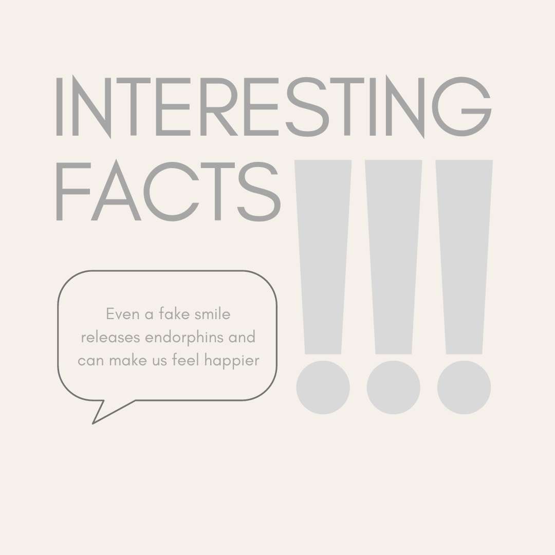 Heard the expression 'fake it until you make it?' 
Changing your facial expression can help to change your emotions and influence the brain to regulate your emotions #didyouknow⁠ #didyouknowfacts⁠ #dyk #smilebig #smile #smilesmilesmile #smileplease #smilebright #smileandbehappy