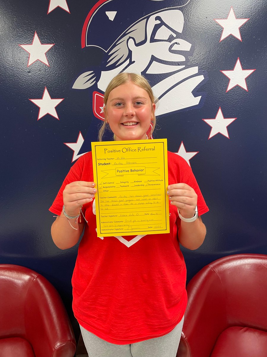 Positive Office Referrals for such positive behavior. Great job!