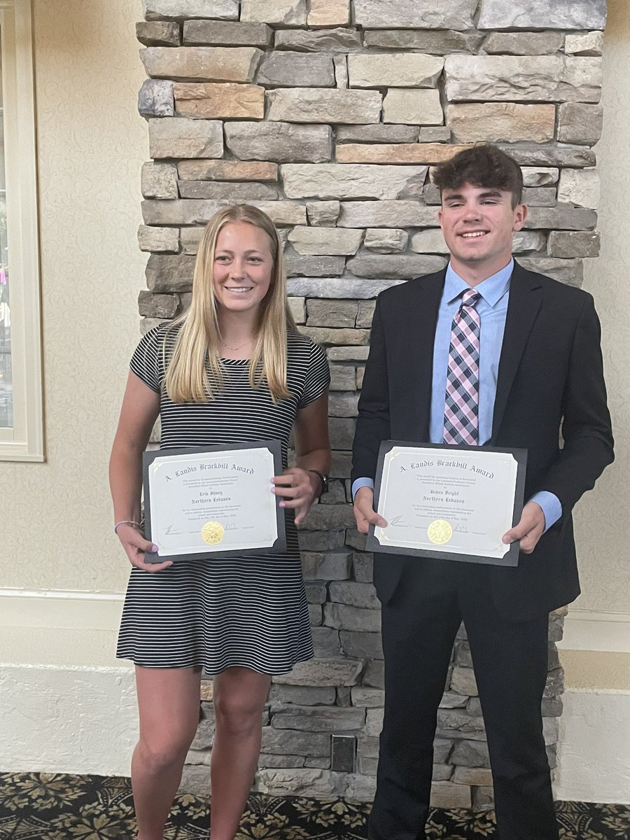 nlsdathletics's tweet photo. Congratulations to Erin Shuey (nominee) &amp; James Voight (finalist) for representing @NorthernLebanon at the A. Landis Brackbill Scholar-Athlete Awards. #vikingproud
@LebCoSports1 @Coach_Thome @_NLHS_Baseball @NLTrackField @NLballerz @CoachRice_NL @NLVikingsFB https://t.co/K5dBUyfpbx