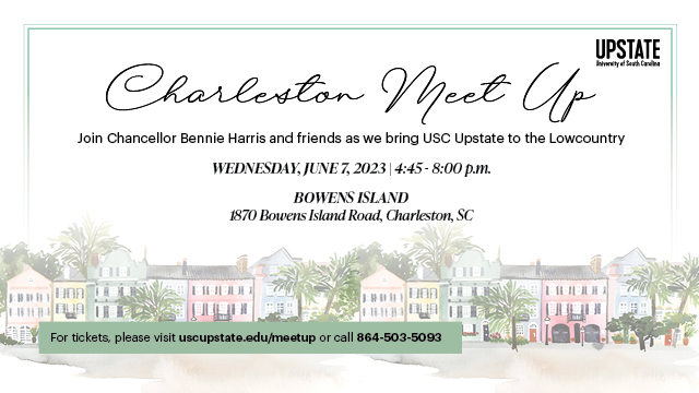 Join us in Charleston on June 7 as we take <a href="/USCUpstate/">USC Upstate</a> on the road to visit our friends in the Lowcountry! Tickets at uscupstate.edu/meetup 

#uscupstate