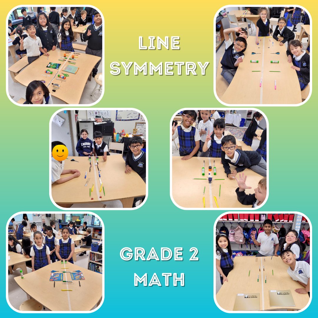 stbeeconnects's tweet photo. What a fun math lesson! Grade 2's learning about line symmetry #mathisfun #linesymmetry #grade2 #stbeestudents @mvanderpauw https://t.co/lwe3GQHK6z