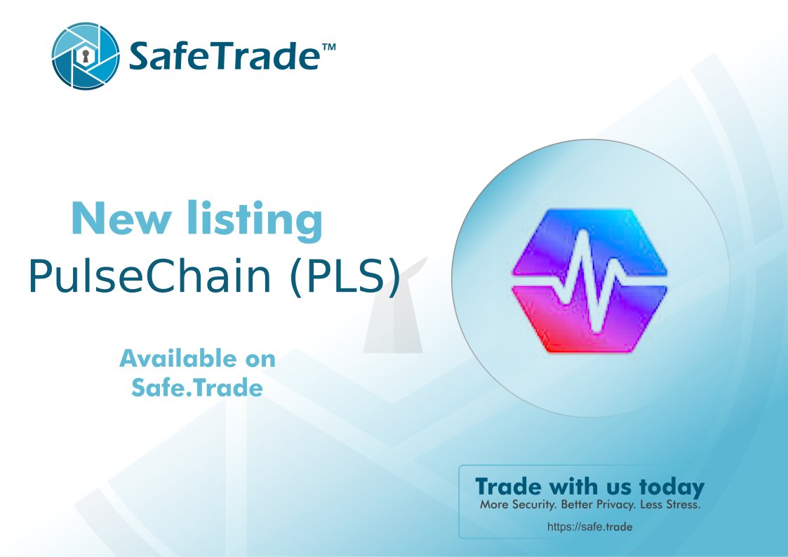 SafeTrade Exchange (@safetradeex) on Twitter photo We are extremely pleased to offer the first $PLS/USDT listing for <a href="/PulsechainCom/">PulseChain.com Ethereum fork including ERC20s</a> !
safe.trade/trading/plsusdt
pulsechain.com We are extremely pleased to offer the first $PLS/USDT listing for <a href="/PulsechainCom/">PulseChain.com Ethereum fork including ERC20s</a> !
safe.trade/trading/plsusdt
pulsechain.com