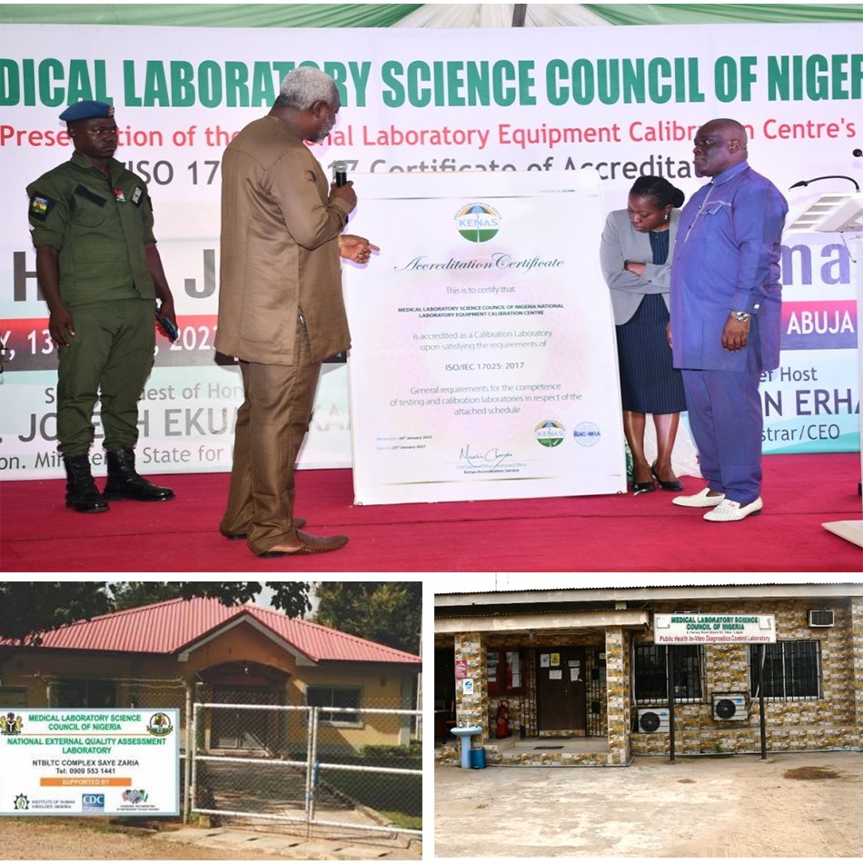 Congratulations to the <a href="/MedLabNigeria/">MLSCN</a> for achieving #ISO #accreditation for its 3 strategic labs for effective regulation: National #EQA Lab, Public Health #IVD Lab, and National Equipment Calibration Centre. ASLM shares the value of building local capacity.