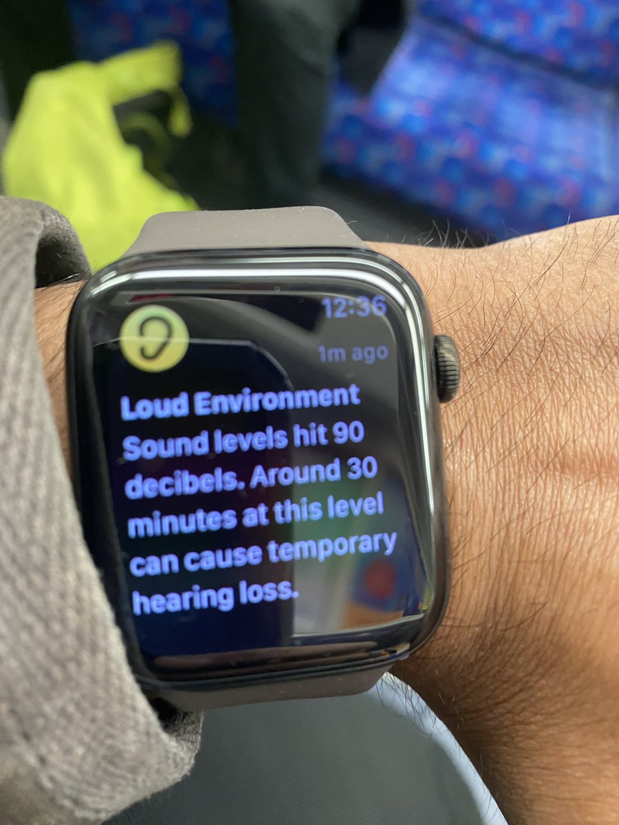 VPotamsetti's tweet photo. Can communicate in London Underground cause hearing loss ? Apparently my Apple Watch says you can :) &amp; can it cause tinnitus &amp; Vertigo ? Quite possible due to pressure.. https://t.co/U2rKnhjeGs