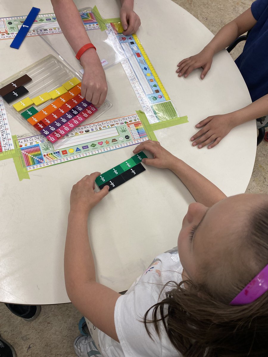 McFarlanesClass's tweet photo. In Math we have been working on comparing fractions. Using the fraction strips has helped us visualize which one is bigger! https://t.co/10rkxg2C9U