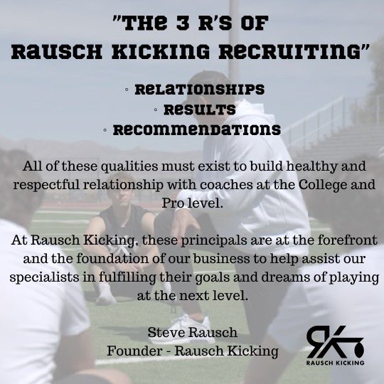 steverausch17's tweet photo. Dm me w/ any questions regarding the recruiting process…Always here to help! 
#rauschkicking #recruiting #kickingcamps #kickers #punters #longsnappers @TurnerBernard1 @brian_mcnamara9 https://t.co/iobNfgb2ST