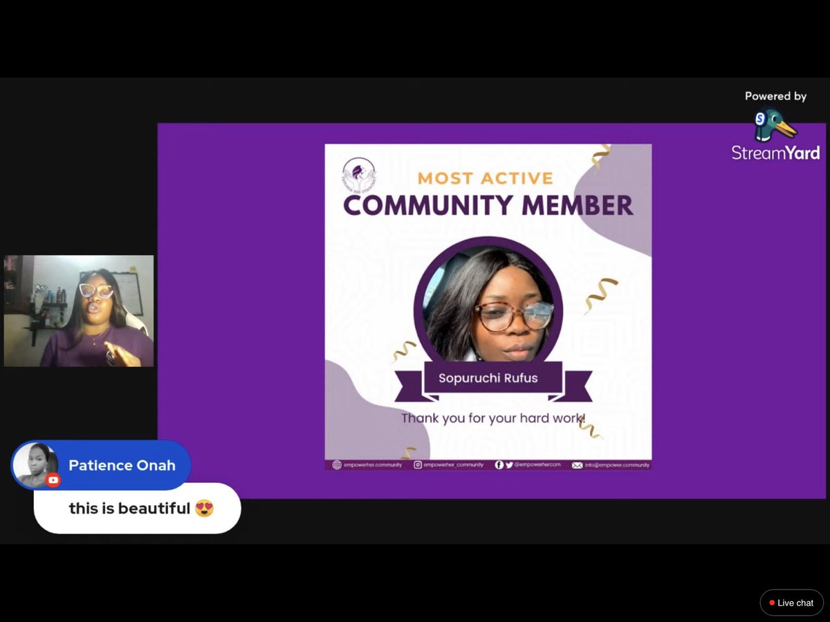 empowerhercom's tweet photo. And the final award of the night went to @legaltechiee for being the most active community member!!!π₯³π₯³πππ½
Congratulations Empowered Lady!π€©π€© Thank you for all you do in the community.π€π
#EHCAt2
#EHCAnniversary
#womenintech https://t.co/m7mi37Fjux