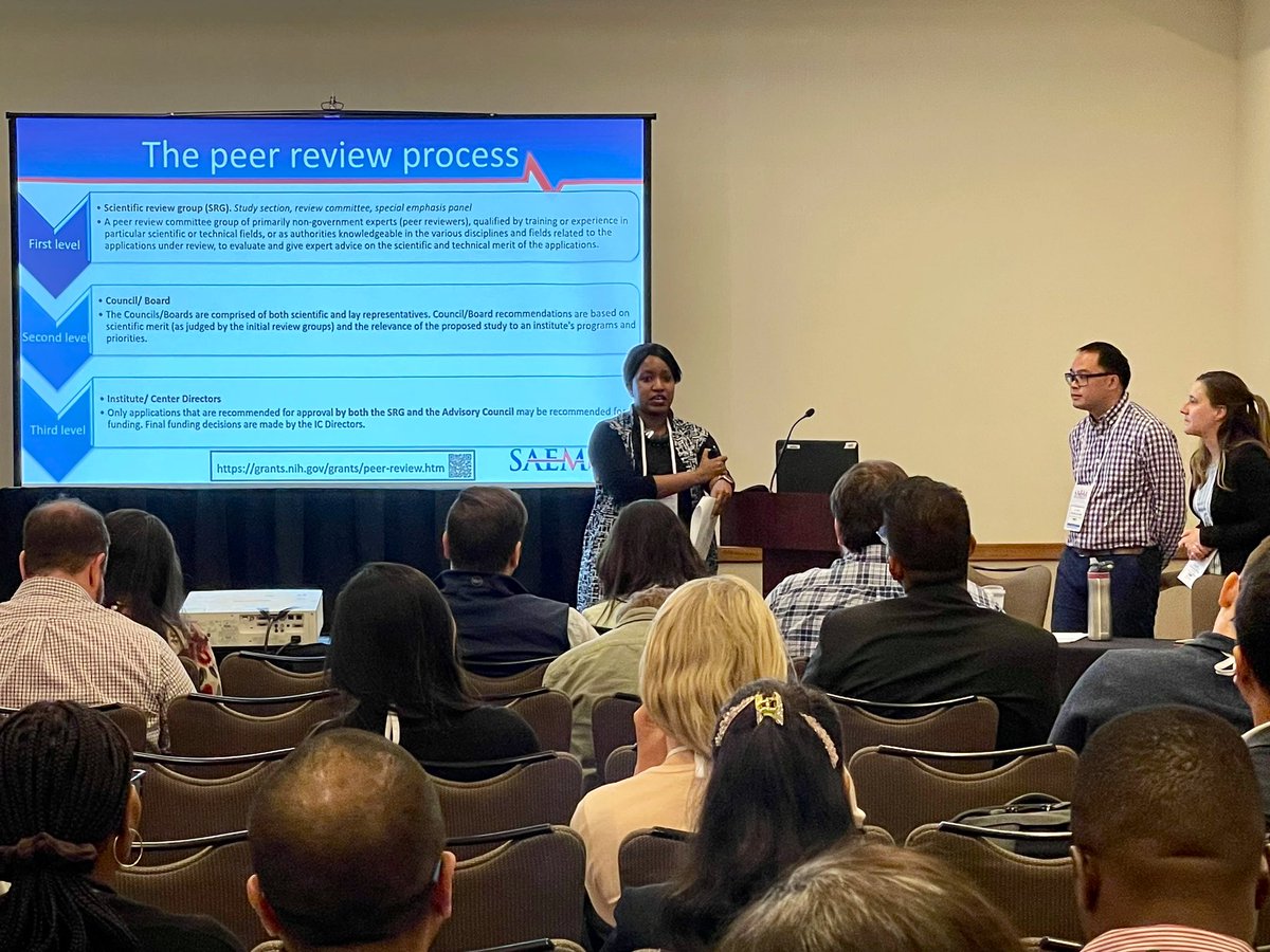 Insightful didactics panel from <a href="/c_ngaruiya/">Dr. Christine Ngaruiya (Gah-Row-Yah) MD, MSc, DTMH</a> “After You Hit Submit: The National Institutes of Health Grant Review Process and Tips for the Beginner Applicant” #SAEM23