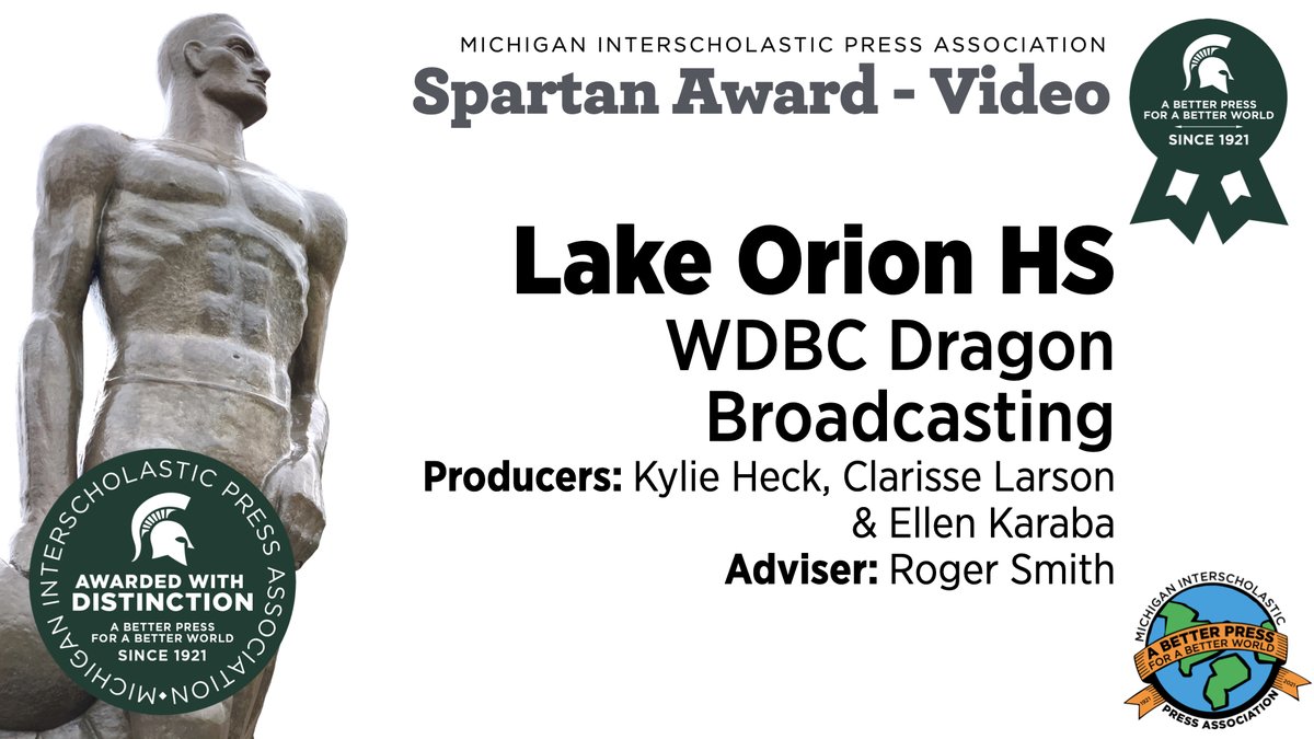 We are proud to share Dragon Broadcasting has achieved a "Spartan" for the '22-23 school year, the top overall ranking by <a href="/MIPAMSU/">MIPA</a>!  We aim to produce the best shows we can for our audience, and we are humbled to receive this honor. <a href="/LkOrionHS/">Lake Orion High School</a> <a href="/LkOrionSchools/">Lake Orion Community Schools</a> <a href="/LakeOrionHS_CTE/">LakeOrion_CTE</a>