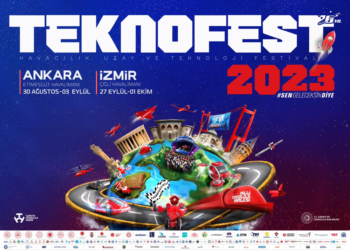 teknofest's tweet photo. #TEKNOFEST2023 heyecanı Cumhuriyetimizin 100. yılında Ankara ve İzmir’de devam ediyor❗️

🗓️ 30 Ağustos - 3 Eylül
📍 ANKARA

🗓️ 27 Eylül - 1 Ekim
📍 İZMİR

#SenGELECEKSİNdiye 🚀 https://t.co/8w4l9d7fyu