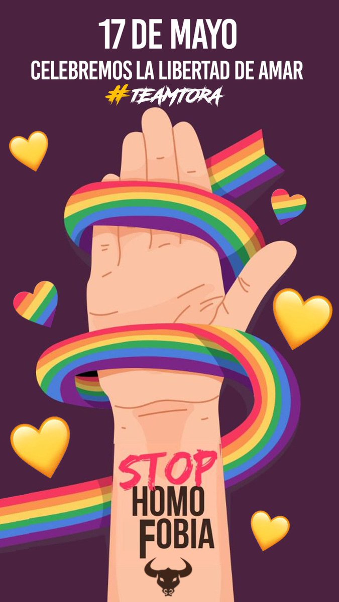 Desde el #TeamTora celebramos la libertad de amar..
❤️🧡💛💚💙
  #17DeMayo #StopHomofobia