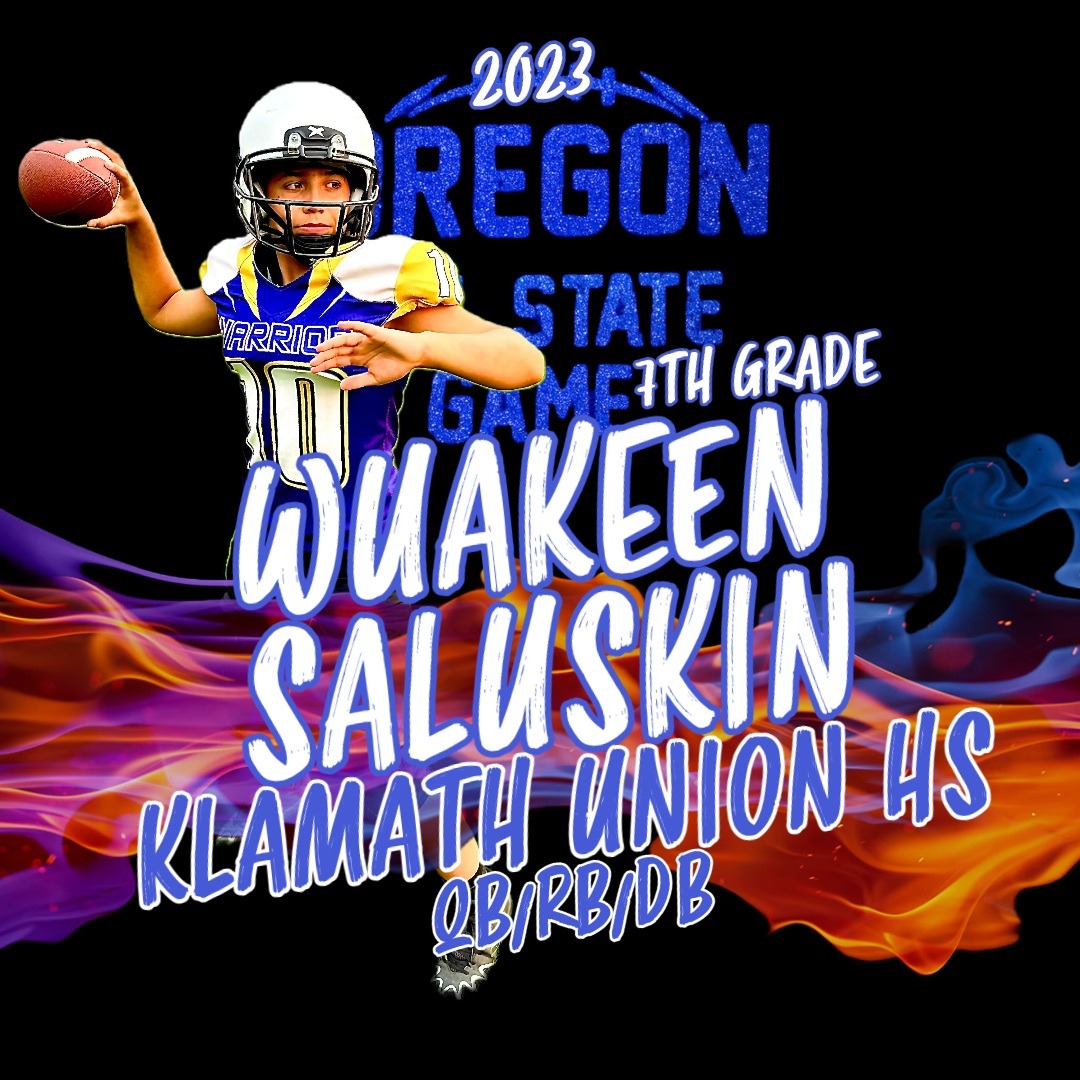 OregonBowl's tweet photo. Congrats 7th Grader Wuakeen Saluskin on being selected to play in the 6th Annual 2023 #OregonAllStateGame
#FosterAthletics #OregonASG #OregonDHS #Oregon #FosterAwareness #OASG #YouthSports #AllStar #OregonYouthFootball https://t.co/tVRwZuymJs