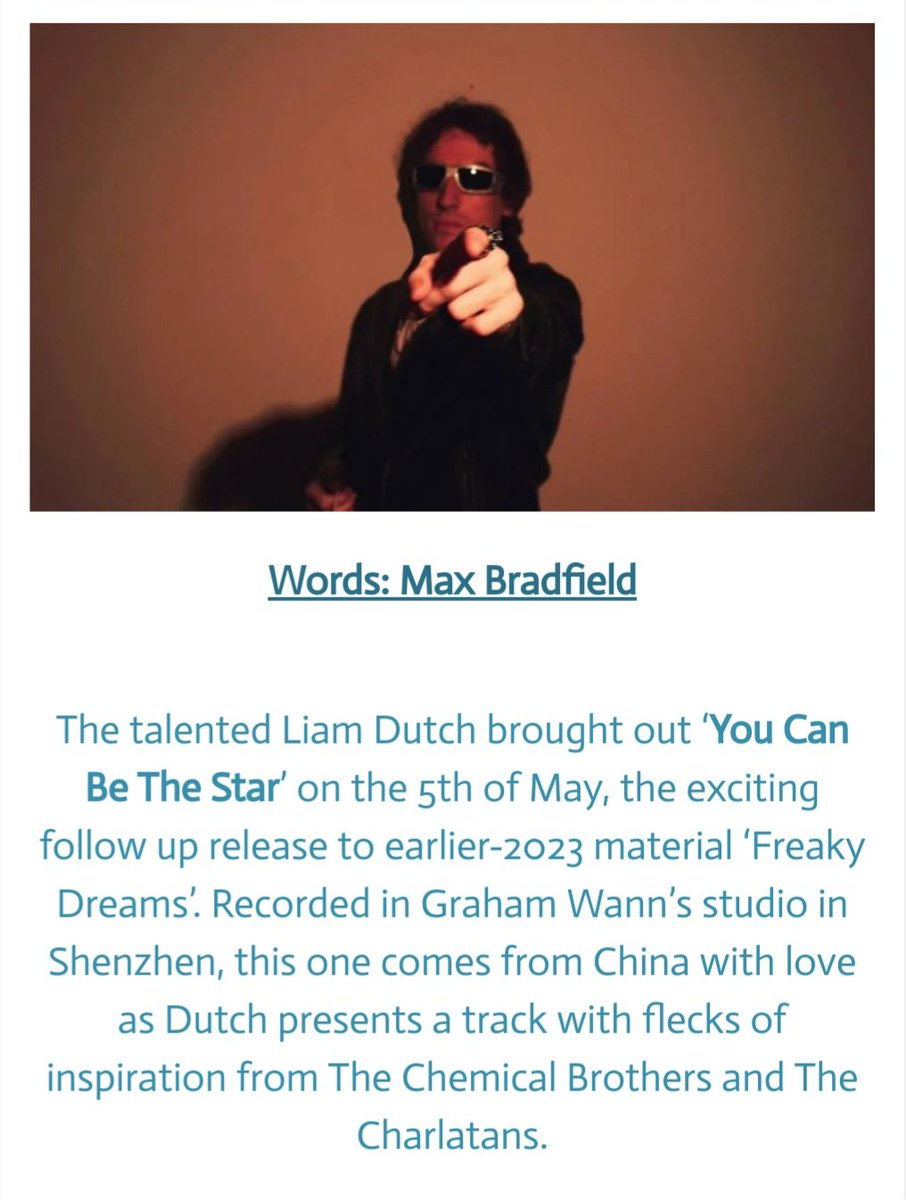 O๐๐ S๐๐๐๐ M๐๐๐๐ (@oursoundmusic3) on Twitter photo LIAM DUTCH (<a href="/liamdutchmusic/">Liam Dutch</a>) Presents His Second Release Of 2023 With โYou Can Be The Starโ, A Playful Glam Rock Showing: oursoundmusic.com/osm/1324911_liโฆ
Words: <a href="/MaxBradfield_/">Max Bradfield</a> LIAM DUTCH (<a href="/liamdutchmusic/">Liam Dutch</a>) Presents His Second Release Of 2023 With โYou Can Be The Starโ, A Playful Glam Rock Showing: oursoundmusic.com/osm/1324911_liโฆ
Words: <a href="/MaxBradfield_/">Max Bradfield</a>