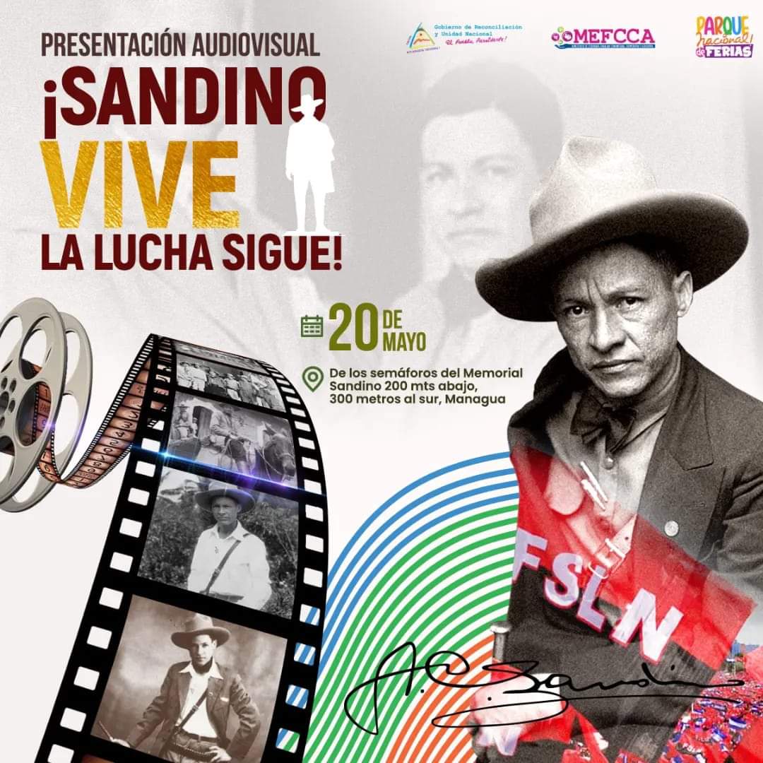 🚨A partir de mañana jueves desarrollaremos para el disfrute de las familias actividades en Conmemoración al Natalicio del General de Hombre y Mujeres Libres Augusti C. Sandino. 
Te compartimos información de algunas de estas. 
#MayoVivaSandino