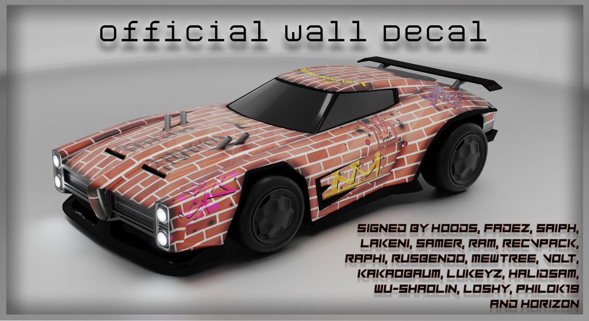 The Official Wall Decal is here! Huge thanks to everyone who helped me with this project by signing it! The best wall clip hit in game by the 17th of next month will get a surprise! 
Download-drive.google.com/drive/folders/…
