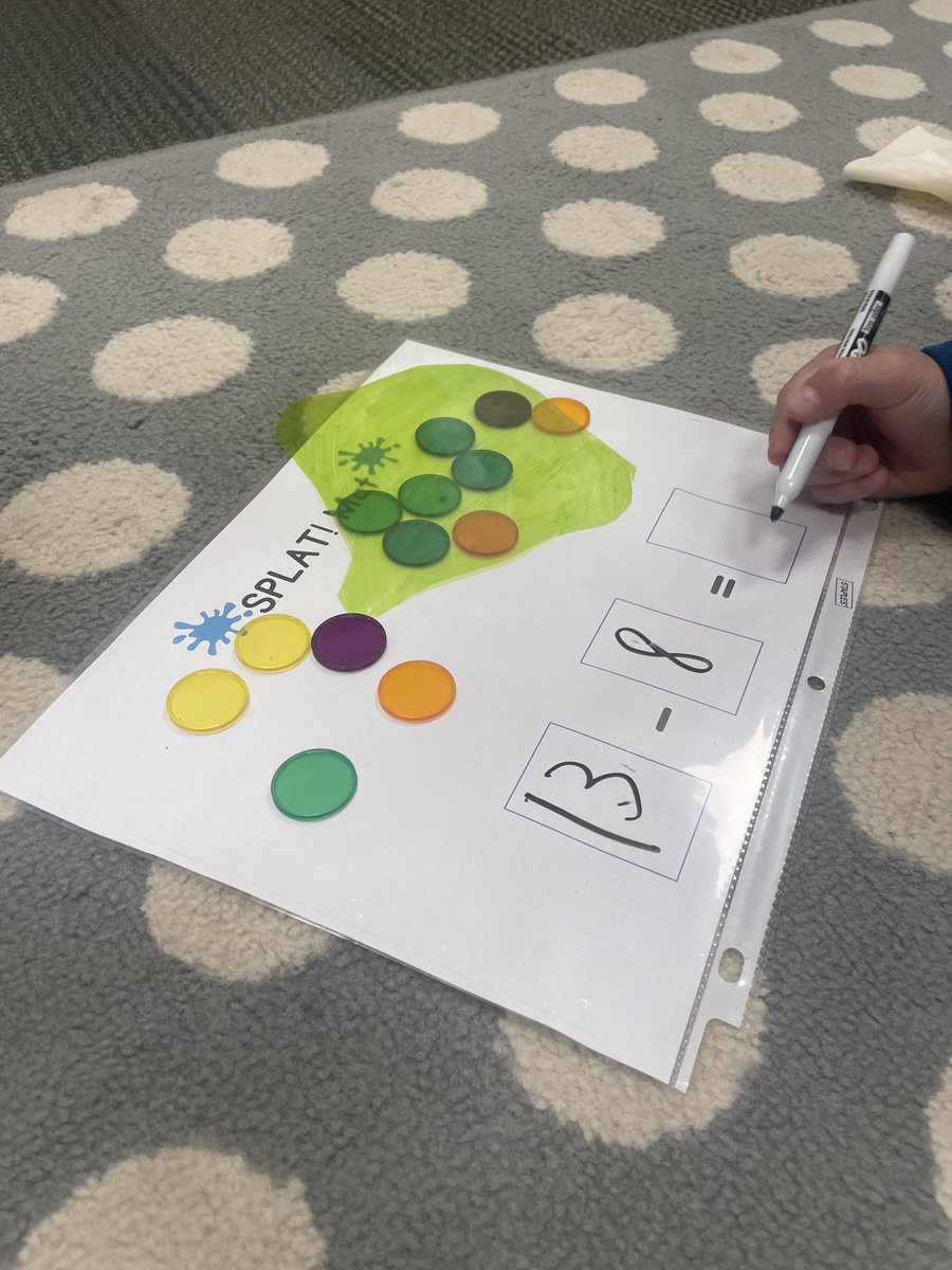 Ms_MathQueen's tweet photo. Playing SPLAT in kindergarten today @TenacreSchool . Thanks @SteveWyborney #mathitude #subtraction #partpartwhole https://t.co/kO0x3No0iS