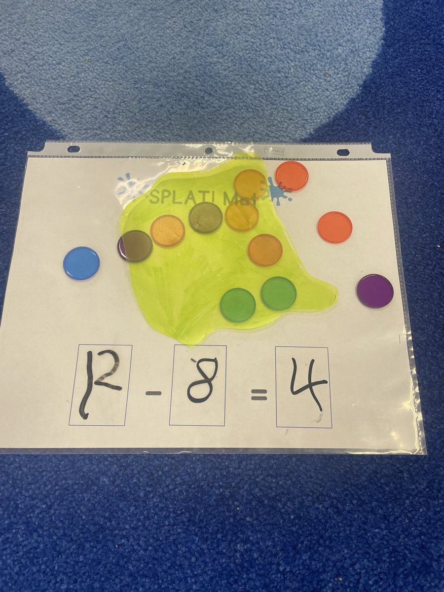 Ms_MathQueen's tweet photo. Playing SPLAT in kindergarten today @TenacreSchool . Thanks @SteveWyborney #mathitude #subtraction #partpartwhole https://t.co/kO0x3No0iS