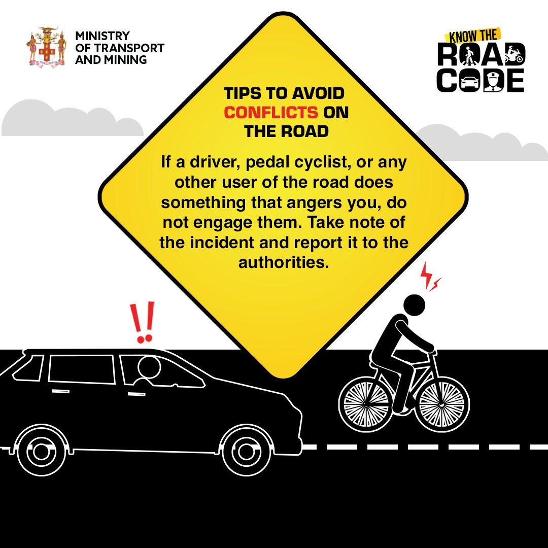 Don't engage with angry drivers or cyclists - instead, take note of the incident and report it to the authorities. Play your part in keeping our roads safe! 

#Staysafe #KnowtheRoadCode