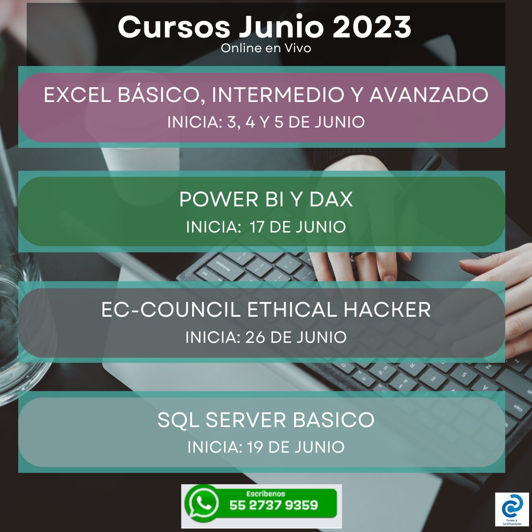 capacitacionALT's tweet photo. Ya esta listo nuestro calendario de cursos de Junio.
Contáctanos para más detalles
Todos los curso son en formato online en vivo https://t.co/ZQYoKqFpx1