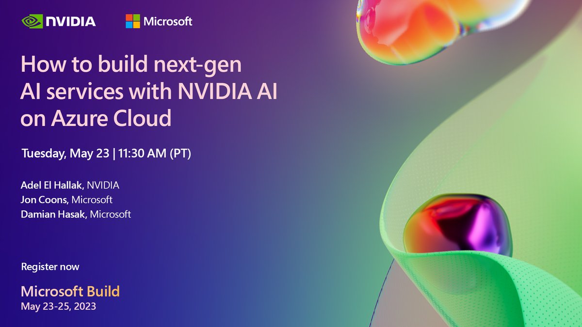 Get ready to build next-gen #AI services. Join this #MSBuild session to learn how to use NVIDIA AI platform software on #Azure—May 23, 11:30 AM PT. #NVIDIAonAzure

bit.ly/42BBCJj
(Sponsored)