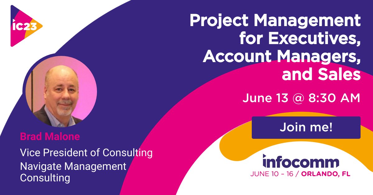 A lot happens at #InfoComm before the show floor opens! Come a day early and catch this interactive workshop with @BradleyAMalone 8:30-11:30 am, Jun 13

Register today ➡️infocommshow.org/infocomm-2023/…

@AVIXA #projectmanagement #avtweeps #AVintegration #infocomm23