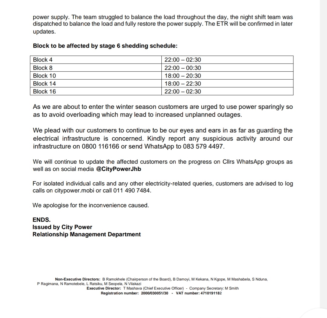 CityPowerJhb's tweet image. Region B #RandburgSDC

#Olivedale #Harley #Bernie Update 👇^DR