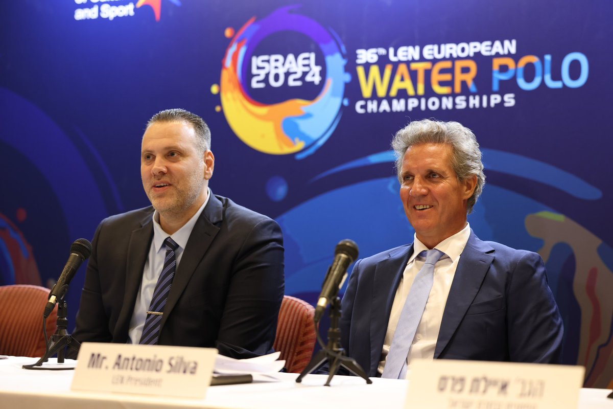 𝗡𝗲𝘁𝗮𝗻𝘆𝗮 𝟮𝟬𝟮𝟰 𝗰𝗼𝗻𝗳𝗶𝗿𝗺𝗲𝗱 🤽 LEN President @AntonioSilvaLEN was in attendance for Israel Water Polo Association’s Official Press Conference ahead of 2024 LEN European #WaterPolo Championships in Israel.