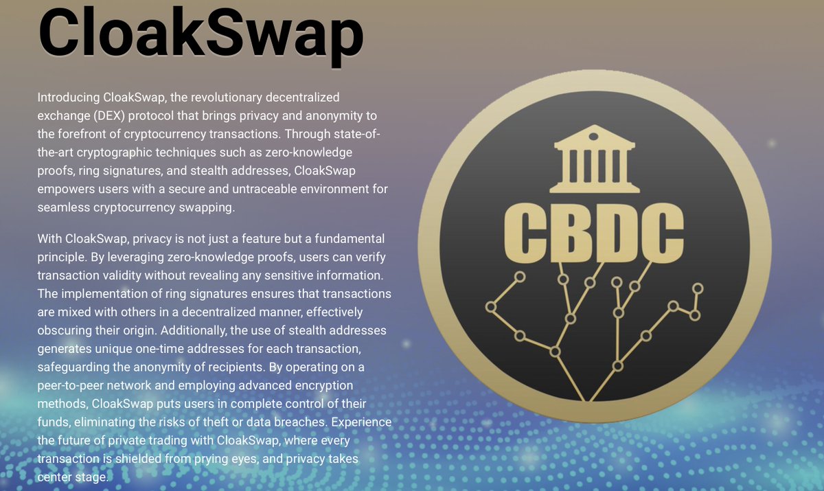 We are cooking up in the background and will be giving a preview of Cloak Swap in the upcoming days